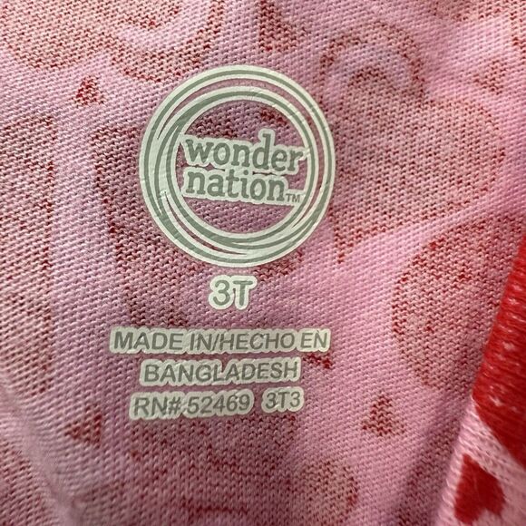 Valentine Dress 3T Heart Flower Love Print Red/Pink, Long Sleeve Wonder Nation - Picture 6 of 8